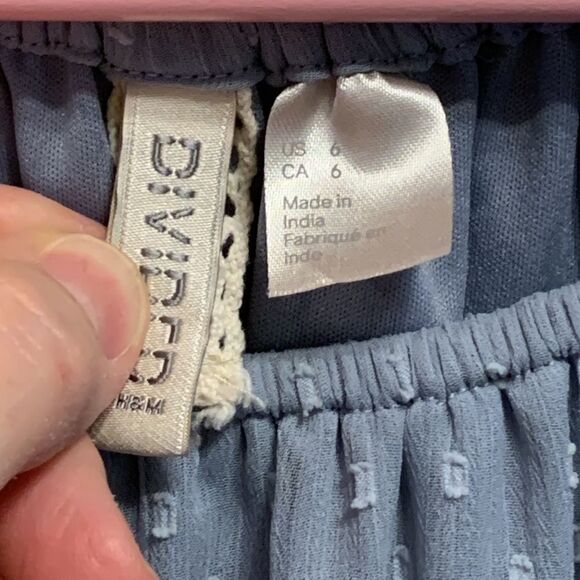 H&M Divided | Women’s Blue Sheer Swiss Dot Long Sleeve Midi Dress - Picture 10 of 10